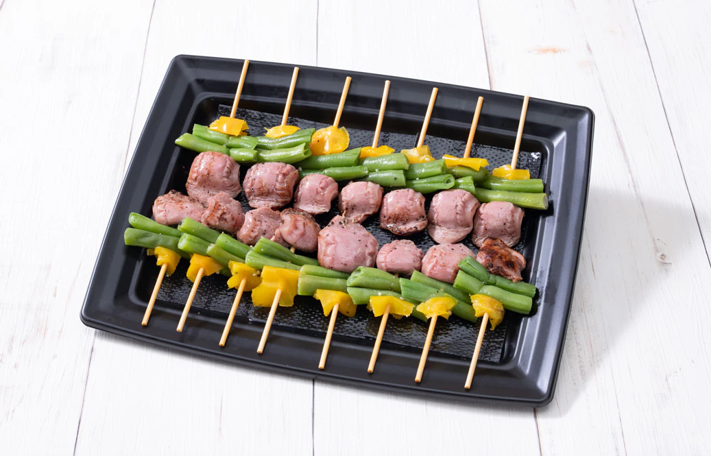 砂肝とインゲンと黄ピーマンのピンチョスL